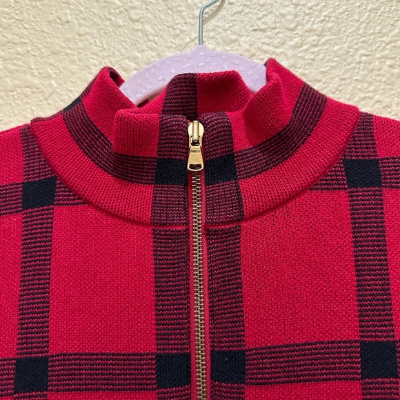 Ralph Lauren Windowpane Red/Black Full Zip Sweater SZ LGE - Picture 3 of 8